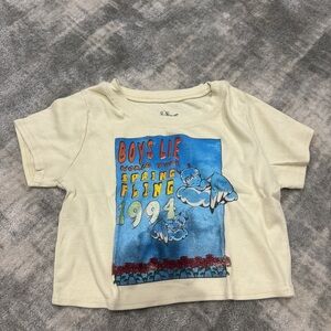 Boys Lie Cream Tee with Blue Graphic